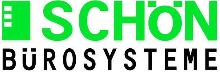 Logo von Sch&ouml;n B&uuml;rosysteme mit gr&uuml;nen und schwarzen Schriftz&uuml;gen auf wei&szlig;em Hintergrund.