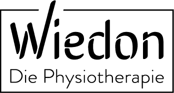Logo von Wiedon - Die Physiotherapie, mit ansprechender Schriftart in Schwarz auf hellem Hintergrund.